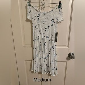 White Dress with Blue Dots